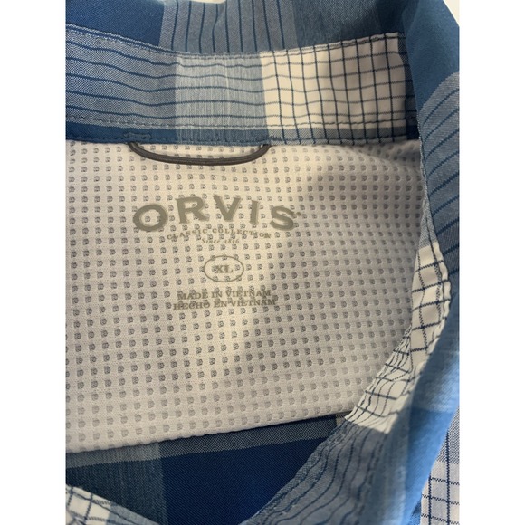 Orvis Mens XL‎ Short Sleeve Button Up Classic Collection Blue Plaid - Picture 4 of 8